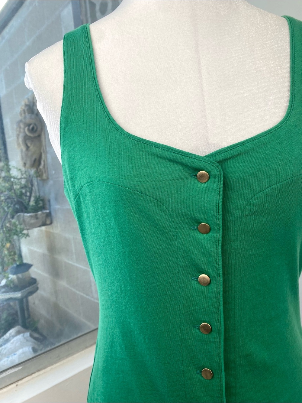 Nation LTD NWT Brya Organic Cotton Gold Button Tank Top Loden Green S - Picture 3 of 9